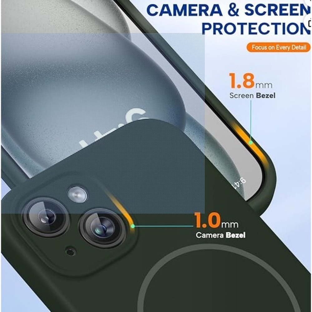 Miracase Phone Case iPhone 15 6.1" Green Magnetic Shockproof Silicone - Picture 5 of 7